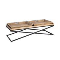 Table basse Jina à plateaux effet bois et métal noir - vue 3 | Square Paris