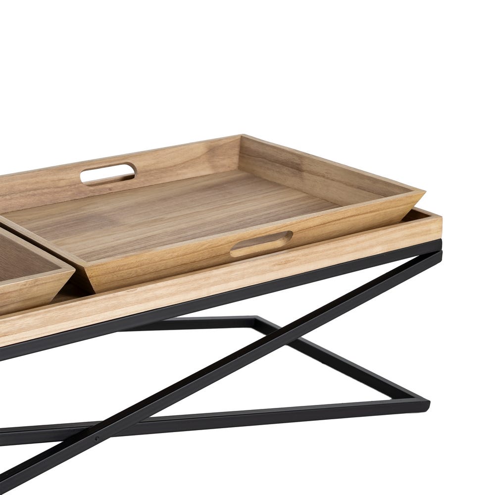 Table basse Jina à plateaux effet bois et métal noir - vue 4 | Square Paris