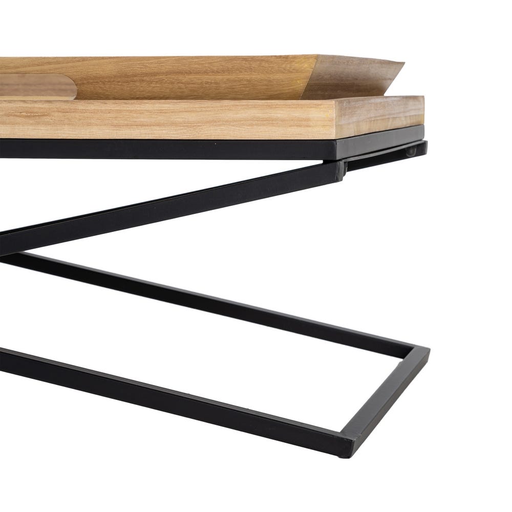 Table basse Jina à plateaux effet bois et métal noir - vue 7 | Square Paris