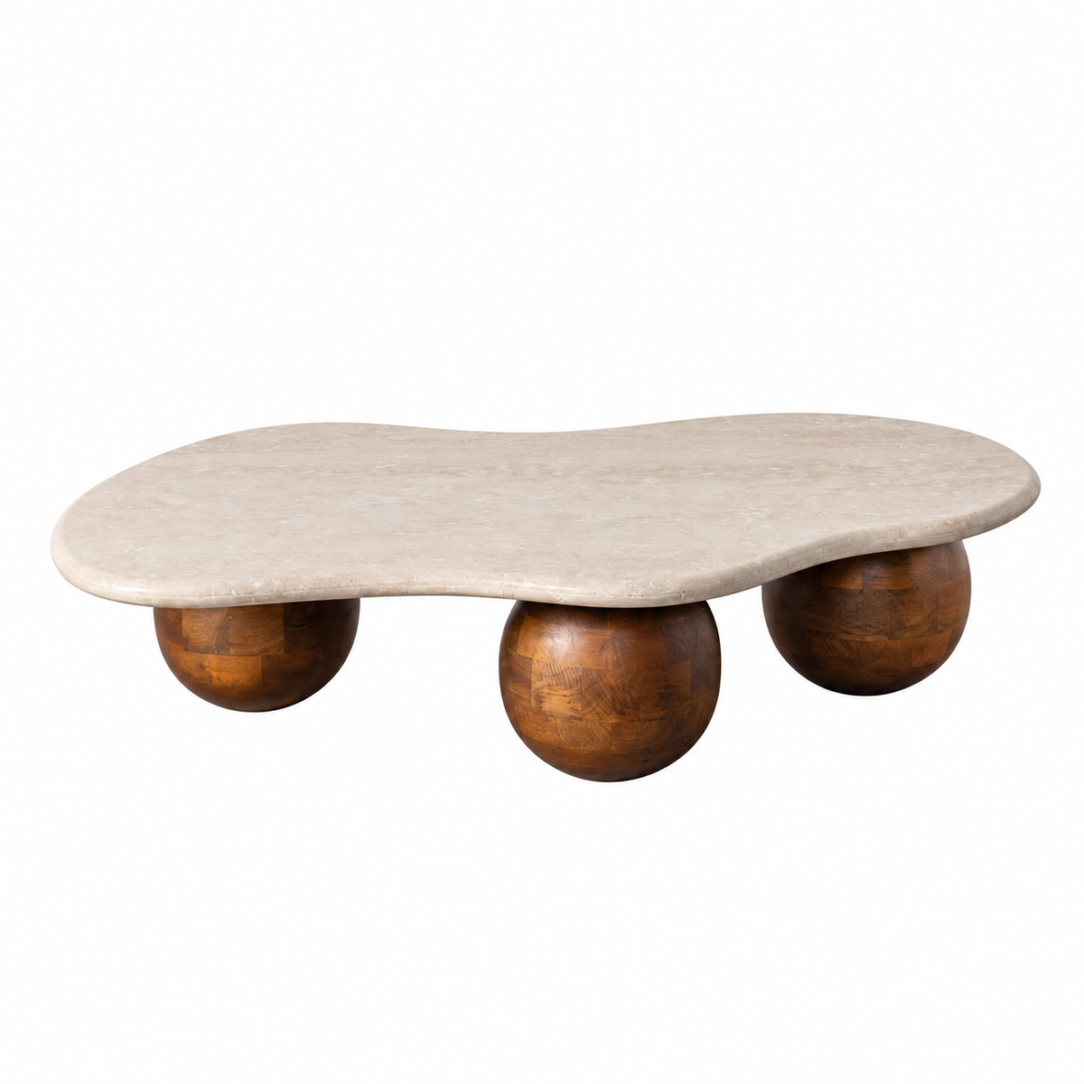 Table basse Siena en marbre et manguier - vue 2 | Square Paris