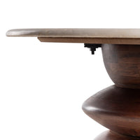 Table basse ronde Isao en marbre et manguier - vue 4 | Square Paris