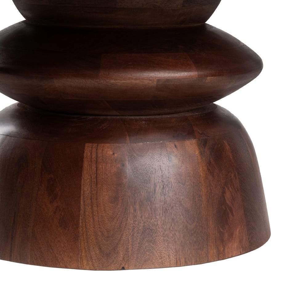 Table basse ronde Isao en marbre et manguier - vue 5 | Square Paris