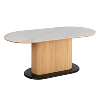 Table ovale Nori en céramique effet marbre - vue 2 | Square Paris