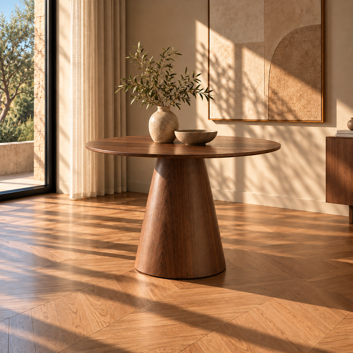 Table ronde Bosco effet bois foncé - vue 10 | Square Paris