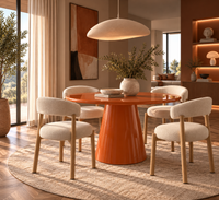 Table ronde Brio laquée orange brillant - vue 7 | Square Paris