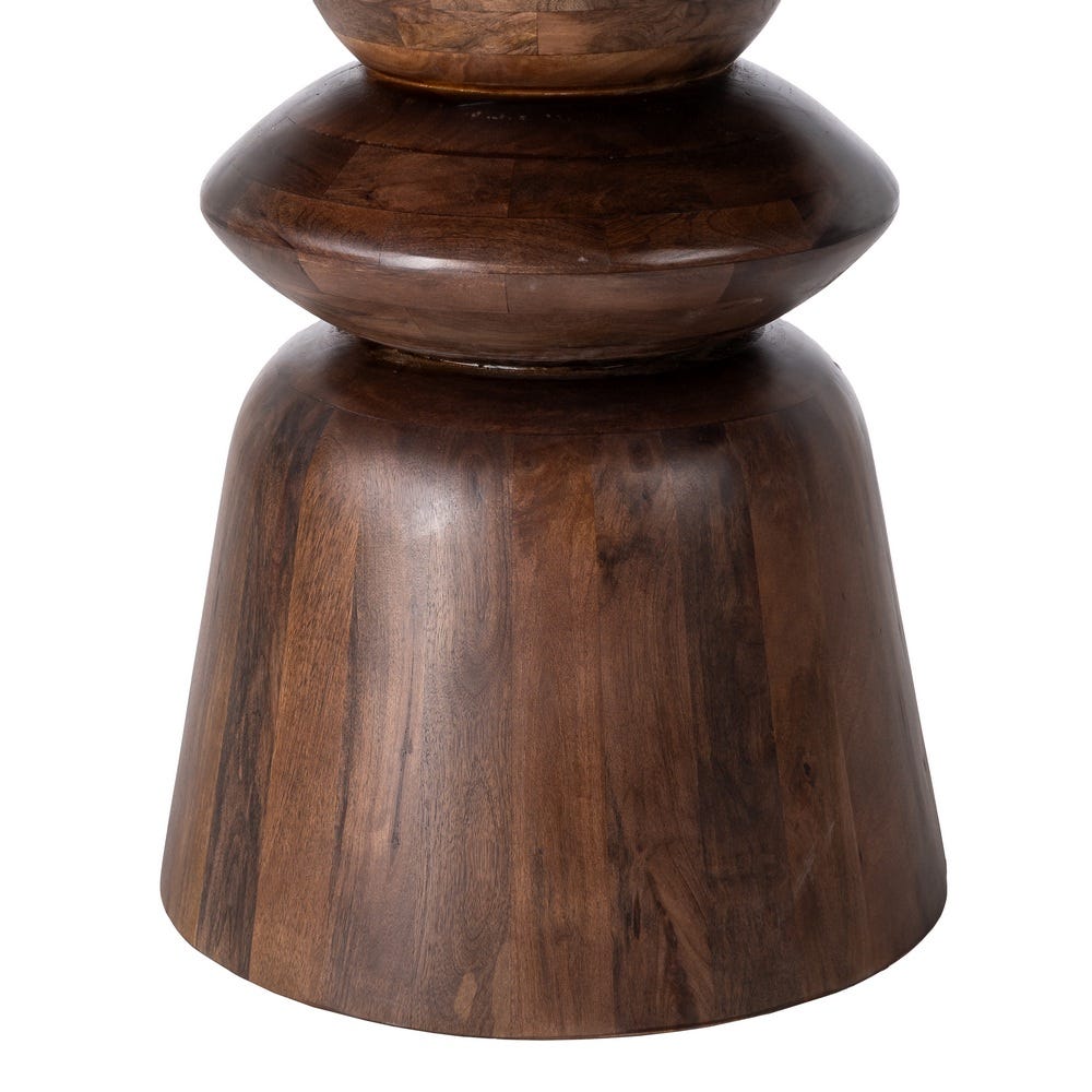 Table ronde Kaze en marbre beige et bois de manguier - vue 7 | Square Paris