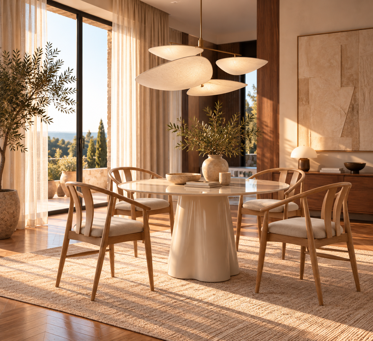 Table ronde Riva en verre trempé beige - vue 2 | Square Paris